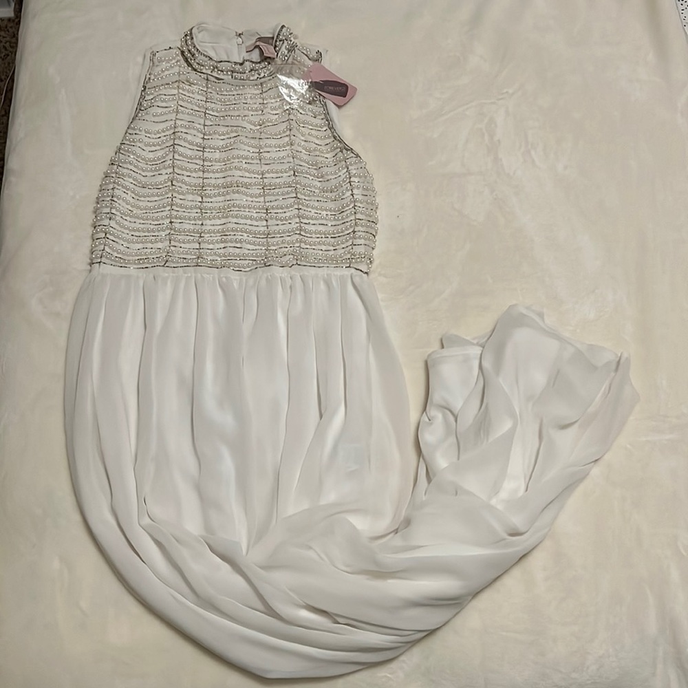 White Pearl Halter Long Dress